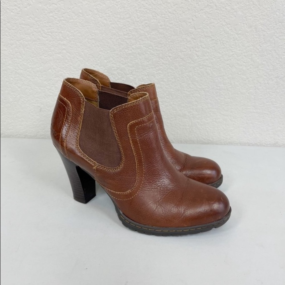 BOC Distressed Brown Leather Chelsea Booties